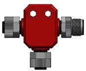 120068-8219, Tee 4 Pole M12 Plug to 4 Pole M12 Socket Adapter