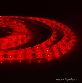 00-04 Светодиодная лента 12В, 4,8Вт/м, smd3528, 60д/м, IP65, подложка 8мм, 5м, крас.