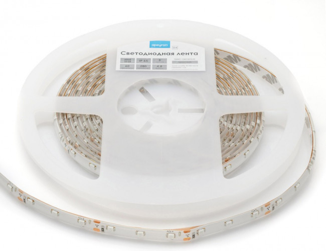 00-04 Светодиодная лента 12В, 4,8Вт/м, smd3528, 60д/м, IP65, подложка 8мм, 5м, крас.