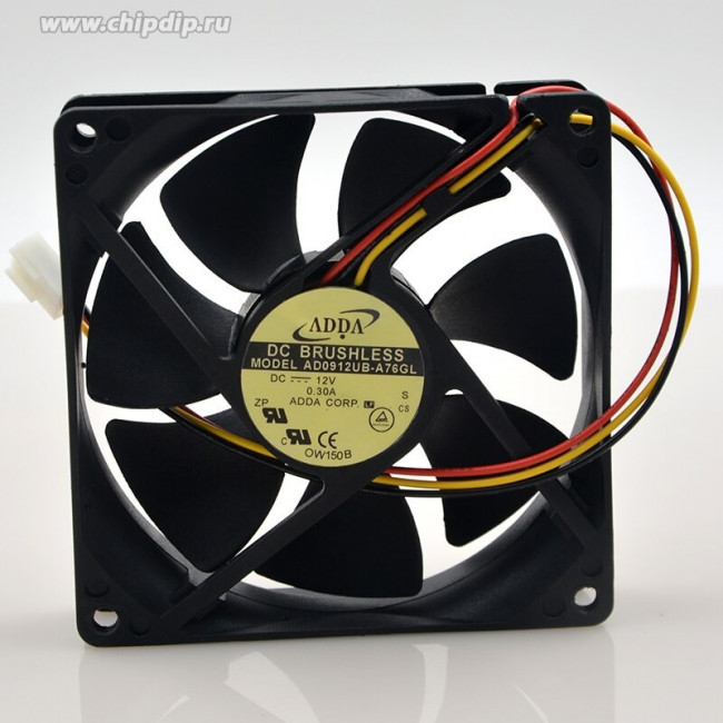 Вентилятор ADDA DC Brushless model AD0912UB-A76GL DC 12V 0.30A 3pin 92x25