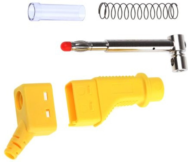 66.9328-24, Yellow Male Banana Plug, 4 mm Connector, Screw Termination, 32A, 600V, Nickel Plating