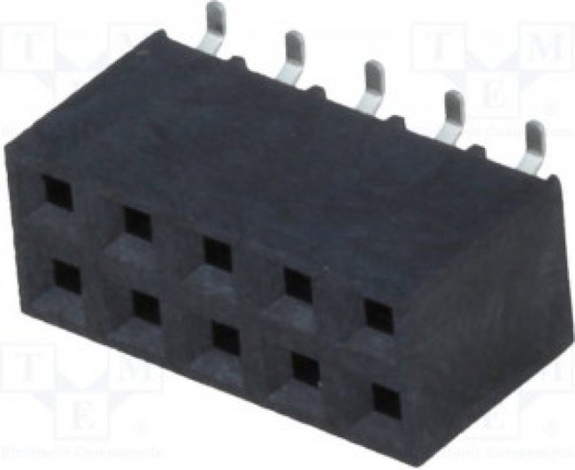 ZL264-10DG, Гнездо, штыревой, "мама", PIN: 10, вертикальный, 2,54мм, SMT, 2x5