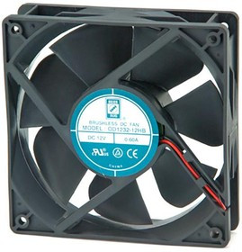 OD1232-24LB, DC Fans DC Fan, 120x120x32mm, 24VDC, 93CFM, 0.16A, 44dBA, 2900RPM, Dual Ball, 2x Leads