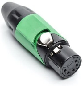 AX5FB5M-AU, XLR Connectors 5P SOCKET F PLUG BLKGLD W GRN MRK SLV