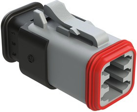 AT06-6S-SR01GRY, Automotive Connectors 6-Way Plug Female Connector with Strain Relief Endcap, Standard Seal,Gray