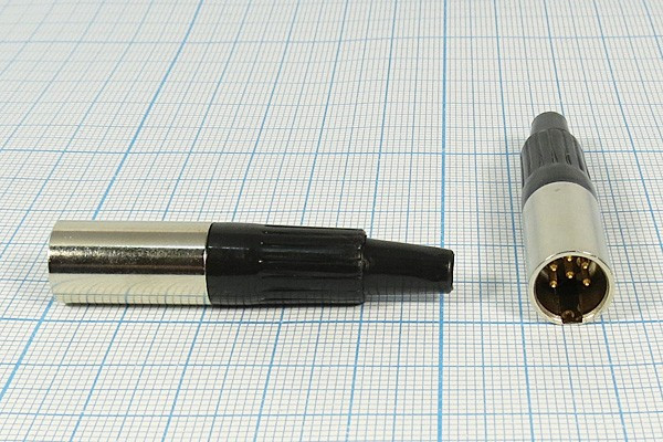 Штекер питания miniXLR на кабель, шесть контактов; №10552 штек мик miniXLR\6P\каб\ B8,5\\MC980-6P