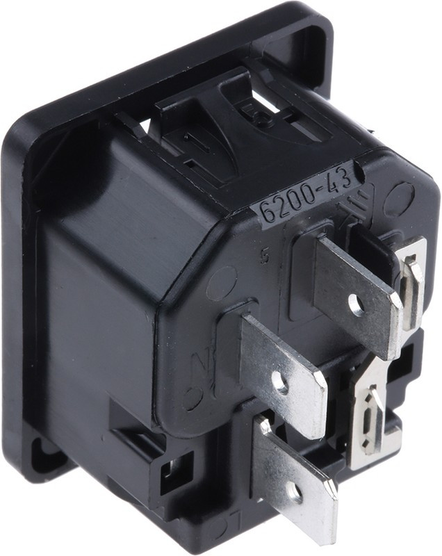 6200.4315, Разъем IEC 60320 питания AC 6200 C14 (E),1 предохранитель