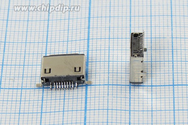 Разъем телефонный розетка, контакты 10C4C, на плату угловой SMD, LN-F[iPhone,iPAD]