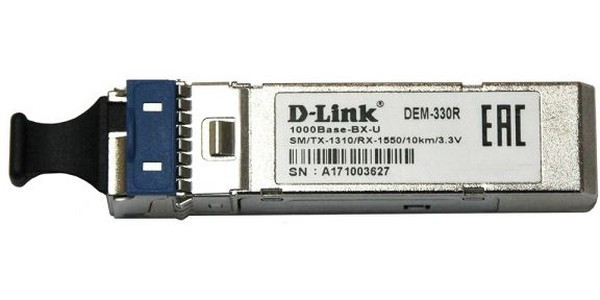 D-Link 330R/3KM/A1A 1000Base-BX-U Single-mode 3KM WDM SFP Tranceiver, support 3.3V power, SC connector, [Сетевое оборудование] D-Link 330R/3
