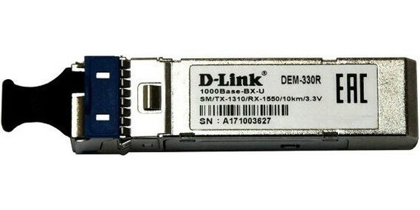D-Link 330R/3KM/A1A 1000Base-BX-U Single-mode 3KM WDM SFP Tranceiver, support 3.3V power, SC connector, [Сетевое оборудование] D-Link 330R/3