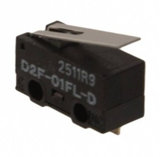 Micro Switch D2F, 100mA, 1CO, 0.74N, Hinge Lever