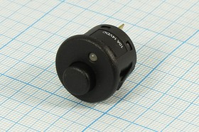 Кнопка с фиксацией SPST, OFF-ON, с красной и зеленой индикацией; №10665 ПКн\ 12\10\SPST\d20\чер\ ILкр&amp;зел\\3T\R13-559B1\