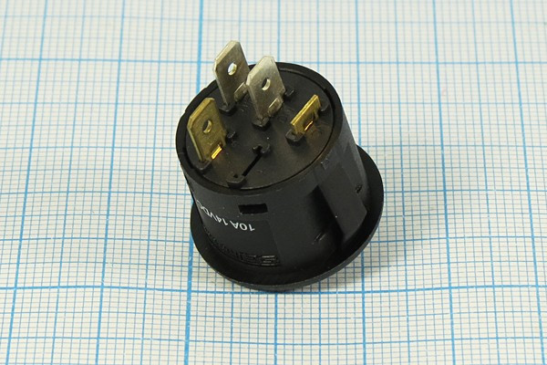 Кнопка с фиксацией SPST, OFF-ON, с красной и зеленой индикацией; №10665 ПКн\ 12\10\SPST\d20\чер\ ILкр&amp;зел\\3T\R13-559B1\