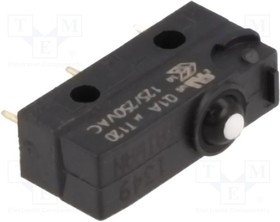 ZW10F20AD1, Микропереключатель SNAP ACTION; без рычага; SPDT; 0,1A/125ВAС