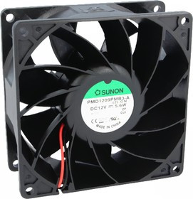 PMD1209PMB3A, Вентилятор осевой, 12В DC, 92x92x38мм, подшипник качения, 0.47А, 5.6Вт, 3800об/мин, 2
