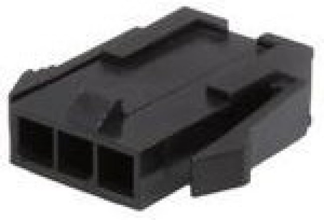 0436400300, Conn Housing M 3 POS 3mm Crimp ST Panel Mount Black Micro-Fit 3.0™ Bag