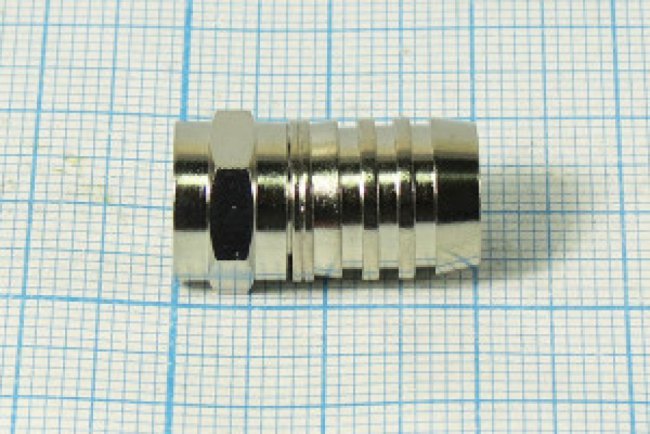 Штекер F, на кабель RG6, под обжим, никель; №1025 штек F\RG6\\обж\ Штекер F, на кабель RG6, под обжим, никель; №1025 штек F\RG6\\обж\