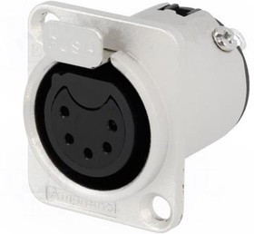 AC5FDZ, XLR Connectors 5 Pole XLR Female Chassis Mount D Type Machined Contacts Nickel Finish