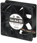 9GV1212P1J01, DC Fans DC Axial Fan, 120x120x38mm, 12VDC, Guide Vane, Tachometer, PWM