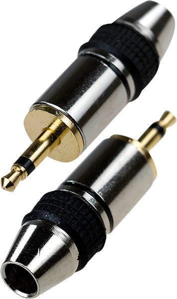1-062G, штекер аудио 3.5мм моно металл на кабель d до 5.0мм "позолоченный"