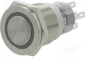 V19-21PFE-12G-S, Переключатель: антивандальный, Пол: 2, SPDT, 0,5A/220ВAC, 1A/24ВDC