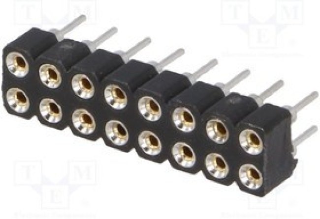DS1002-01-2X08V13, Гнездо, IDC, "мама", PIN 16, прямой,цанговые контакты, 2,54мм, THT