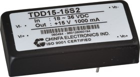 TDD15-05S2, DC-DC преобразователь, 15Вт, вход 18-36В, выход 5В/3А