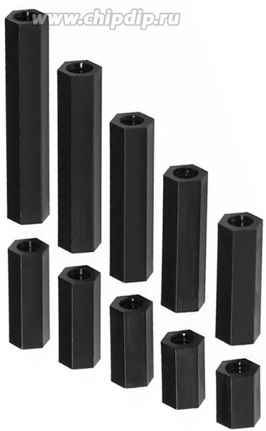 Стойка для печатных плат нейлоновая (черная) М3 высота 6мм (мама-мама)