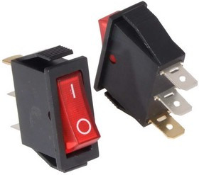 IRS-101-1C ON-OFF, Клавишный переключатель IRS-101-1C, ON-OFF, красный, с подсветкой