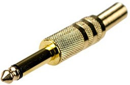 1-104G, штекер аудио 6.35мм моно металл на кабель "позолоченный"
