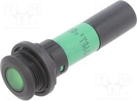 19411135DC, Индикат.лампа: LED; плоский; зеленый; 130ВDC; O16мм