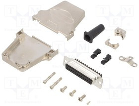 DTPK-P-25-DMS-K, Разъем D-Sub; PIN: 25; вилка; "мама"; пайка; на провод; черный