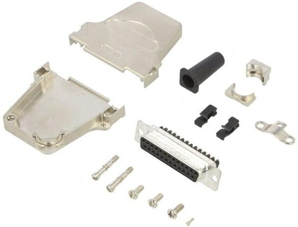 DTPK-P-25-DMS-K, Разъем D-Sub; PIN: 25; вилка; "мама"; пайка; на провод; черный