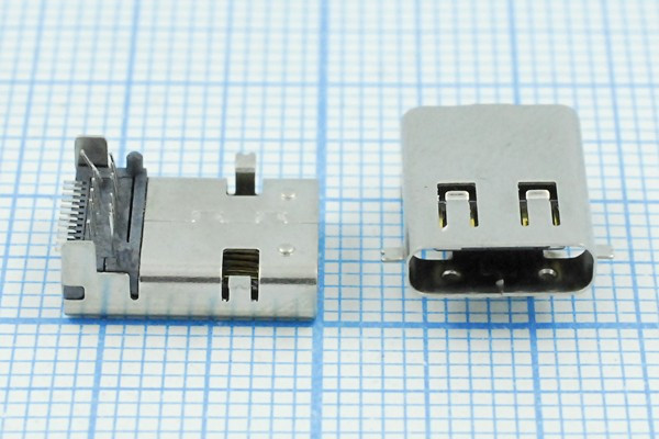Гнездо USB 3.1, Тип C, 12 прямых и 12 угловых контактов; №14564 гн USB \C 3,1\24P4C\плат\ \\USB3,1TYPE-C 24PF-021
