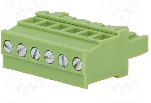 XY2500F-AV-5.0-6P, Разъемный клеммник, 5мм, Кол-во полюс: 6, угловой 90°, вилка XY2500F-AV-5.0-6P, Разъемный клеммник, 5мм, Кол-во полюс: 6, угловой 90°, вилка