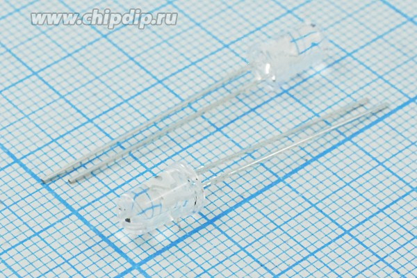 Светодиод красный 3x5мм, с прозрачной линзой и углом 27град, 4500мкД,632нм; №14638R СД 5 x 9 \кр\ 4500\ 27\пр\SL-522URCAE- C143\VOISE