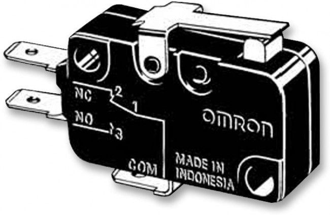 D3V-161-1C5, Micro Switch D3V, 16A, 1CO, 1.96N, Short Hinge Lever