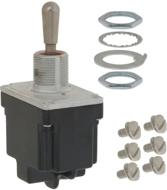 2TL1-10, Switch Toggle ON ON ON SP3T Round Lever Screw 20A 277VAC 250VDC 745.7VA Panel Mount with Threads