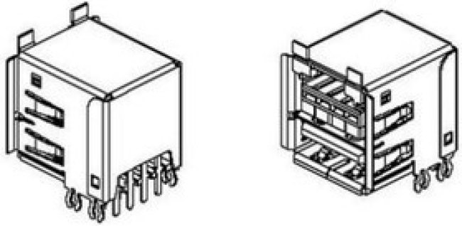 55917-700LF, USB Connectors 8P RA RECEPT NATURAL HSG