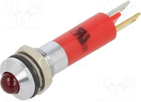 19060353, Индикат.лампа: LED; мигающий; красный; 24ВDC; O8мм; металл,пластик