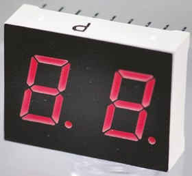 LB-402MN, LB-402MN 2 Digit 7-Segment LED Display, CC Green 25 mcd RH DP 10.2mm