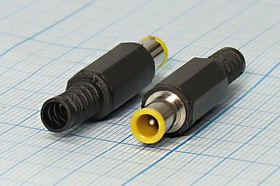 Штекер питания DC P1,0D6,0x10, 2C, на кабель, пластиковый хвост