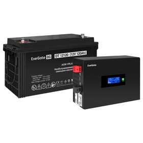 EX297397RUS, Комплект ИБП EX295992RUS + батарея 120Aч EX282988RUS 1шт (инвертор, синус, для котла, PF=1, настенный) ExeGate IdealSine SR-600