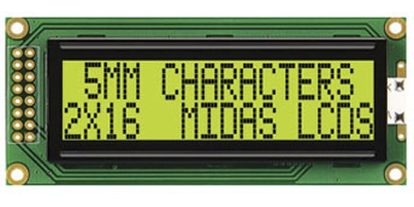MC21605F6WE-SPTLY, MC21605F6WE-SPTLY F Alphanumeric LCD Display Yellow-Green, 2 Rows by 16 Characters, Transflective MC21605F6WE-SPTLY, MC21605F6WE-SPTLY F Alphanumeric LCD Display Yellow-Green, 2 Rows by 16 Characters, Transflective