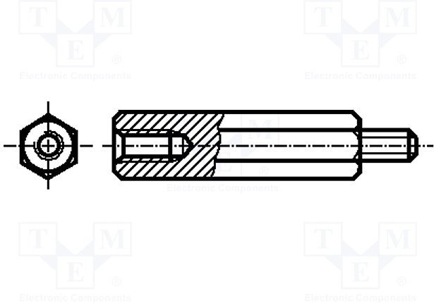 B3X10/BN3318, Дистанцирующая стойка с резьбой, 10мм, Внутр.резьба: M3, сталь