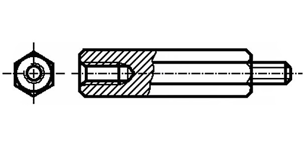 B3X10/BN3318, Дистанцирующая стойка с резьбой, 10мм, Внутр.резьба: M3, сталь