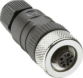 RKC 4/7, Circular Connector, M12, Socket, Straight, Poles - 4, Screw Terminal, Cable Mount
