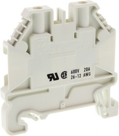 58.503.0055.2, WT 2.5 Series White Feed Through Terminal Block, 2.5mm², Single-Level, Screw Termination, ATEX