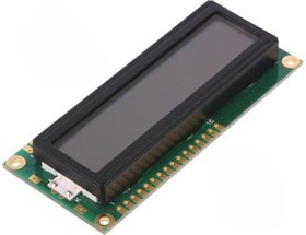 NPC1602LRS-GWT-H, Дисплей: LCD, алфавитно-цифровой, STN Positive, 16x2, LED, PIN: 16