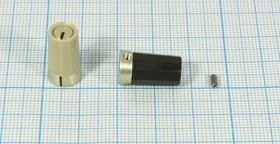 Ручка круглая диаметр 9,5мм, диаметр регулятора 3,0мм, металл/пластик, серый, винт; №2665 ручка d3,0\d9,5x16,5\ мет/пл\сер\винт\